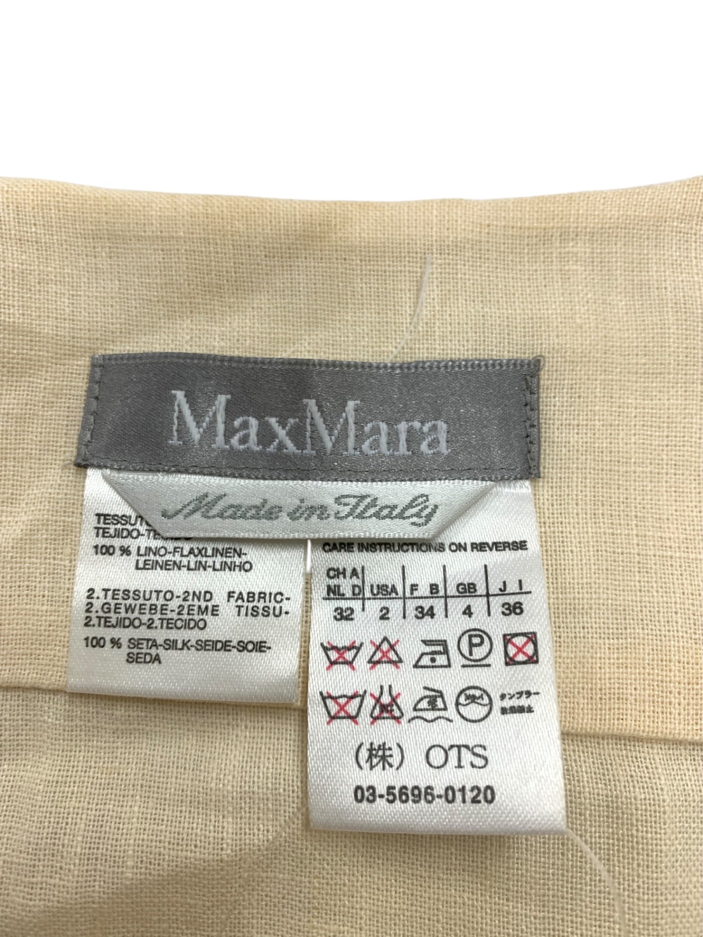 マックスマーラ ワンピース 36 ベージュ リネン 麻 ラップ IT03JE98MURG