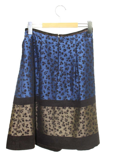 エムズグレイシー 017521 スカート 36 ブラウン フラワーモチーフ 切替 ベロア ITG0V8UMREHC