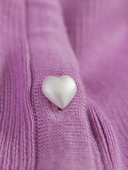 エムズグレイシー 118704 カーディガン 38 パープル ハートボタン ITAVSFMK4554