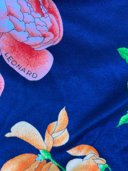 レオナール 0339100 カットソー L ネイビー コットン フラワー IT5IWLEW59RM