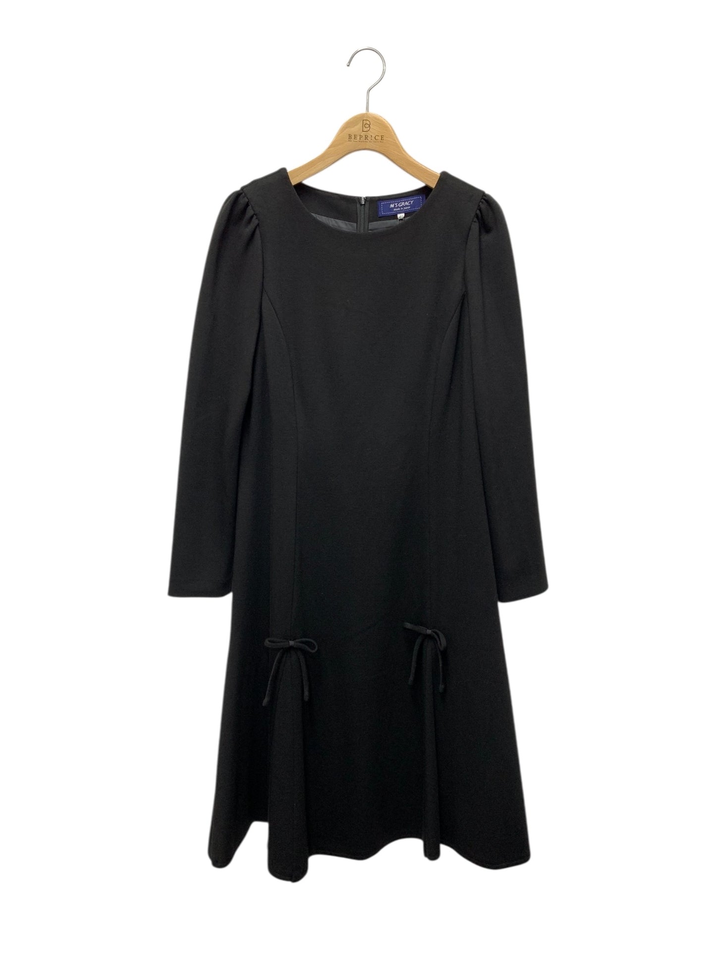 エムズグレイシー 311613 ワンピース 40 ブラック リボン ストレッチ素材 ITZYBR6PNNV4