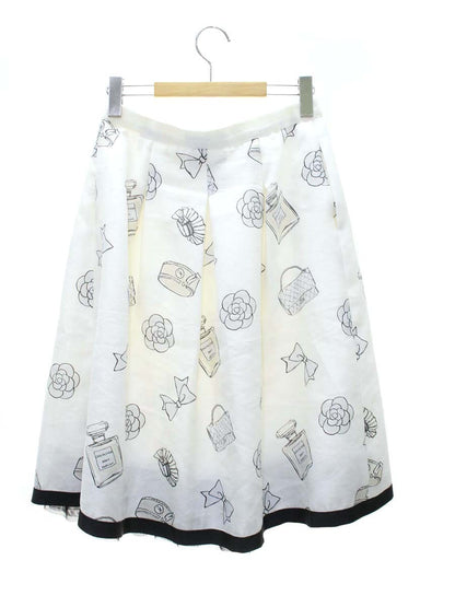 エムズグレイシー 117322 スカート 40 ホワイト タック フリル アイコン ITU0LART8XEE