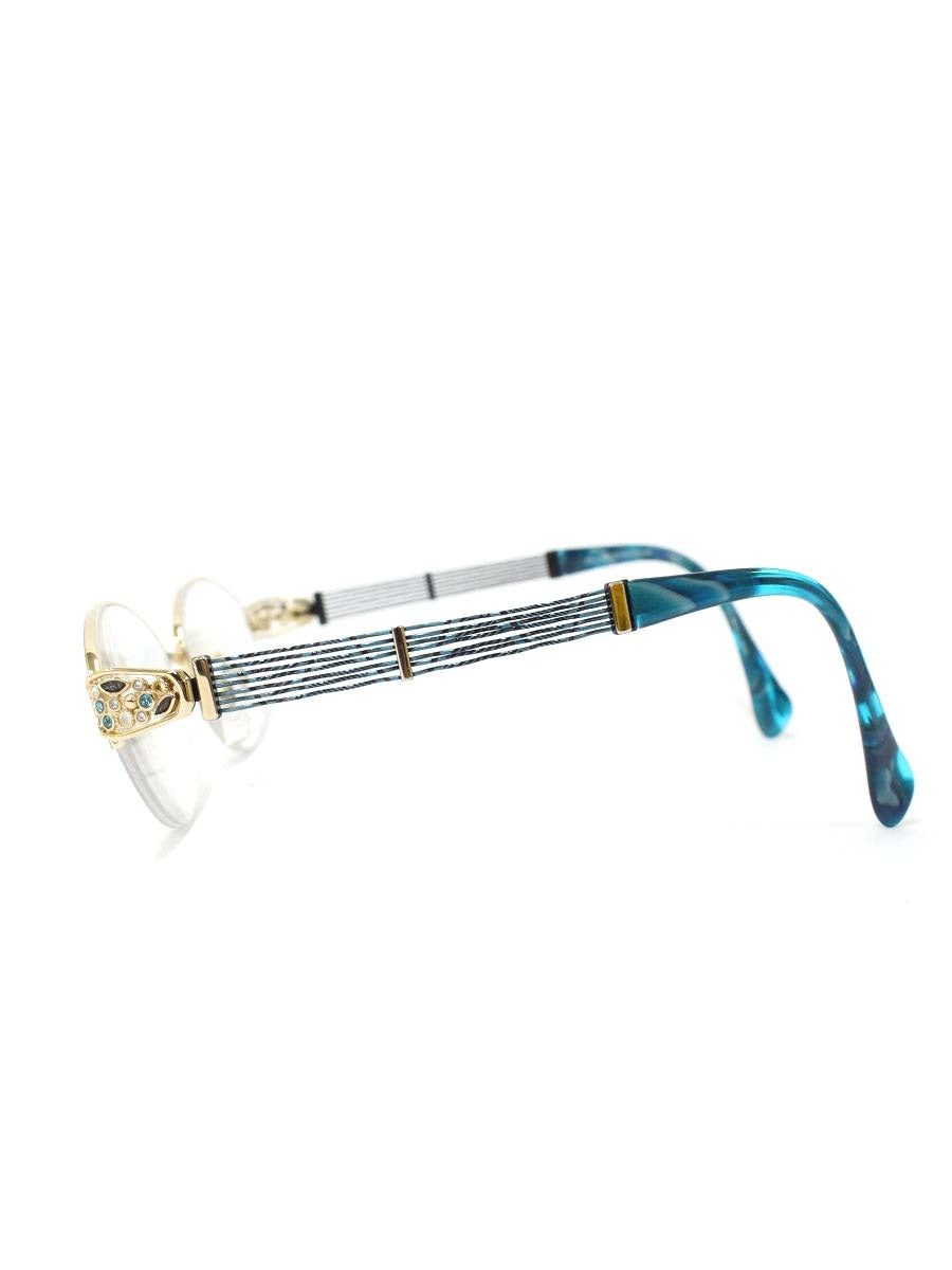 ラインアートシャルマン XL1653 眼鏡 ブルー/ゴールド マーブル ラインストーン ITAC7839Q3NW 【SALE】