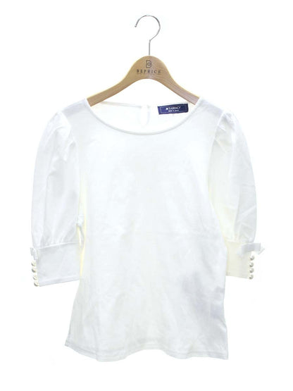 エムズグレイシー 315314 Tシャツ カットソ 40 ホワイト パールボタン リボン IT8Y53LKM580