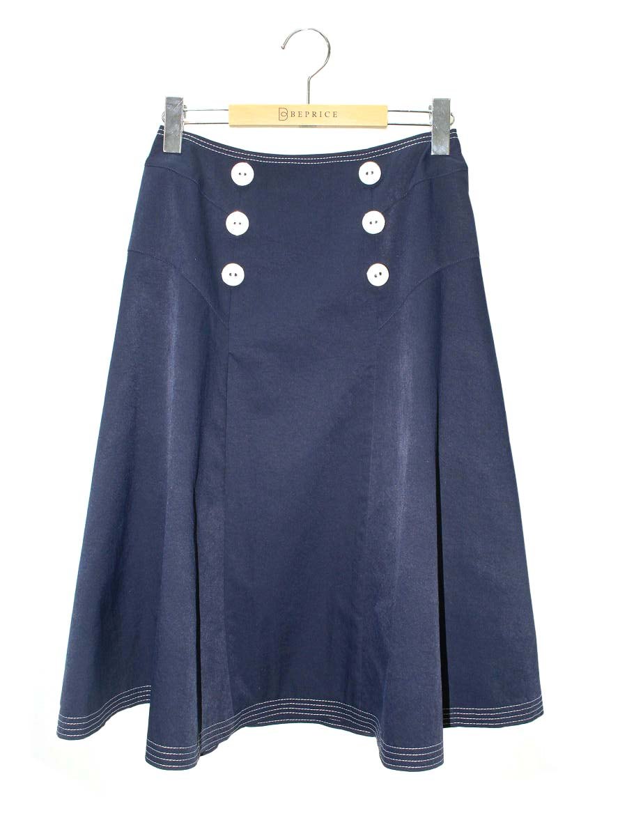 エムズグレイシー 017333 スカート 38 ネイビー フレア ITKXLUUZO1Z4