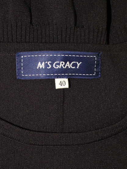 エムズグレイシー 318337 ワンピース 40 ブラック リボン ニット IT28YRJ8ZZMG