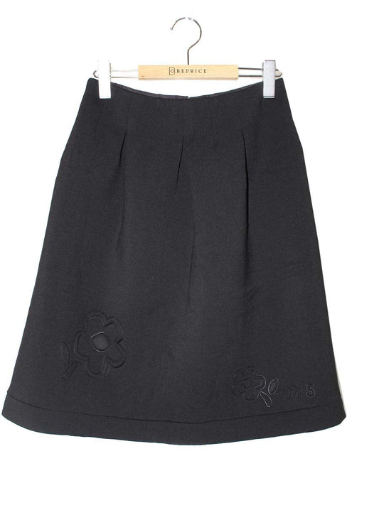 エムズグレイシー 917508 スカート 38 ブラック フラワーモチーフ ITGO2AX6C026