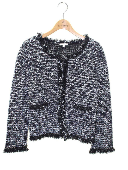 トゥービーシック W5F25-235-09 ノーカラージャケット 3 ブラック ツイード ITRKC3R8DH0U