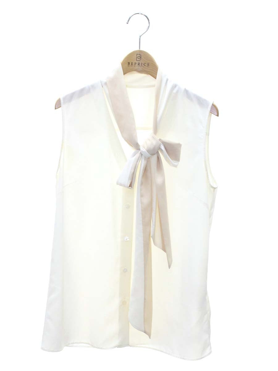 フォクシーブティック 39712 ブラウス 40 ホワイト バイカラー ボウタイ IT67ZRYKKAWO