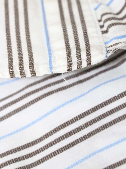 バーバリーロンドン FEA50-033-05 シャツ 38 ホワイト/ブラウン/ブルー ストライプ フリル ITIRWACU5HCH