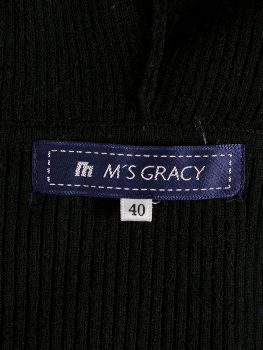 エムズグレイシー 628589 パーカー 40 ブラック カメリアWジップ ニット ITXSGJ58AHNS