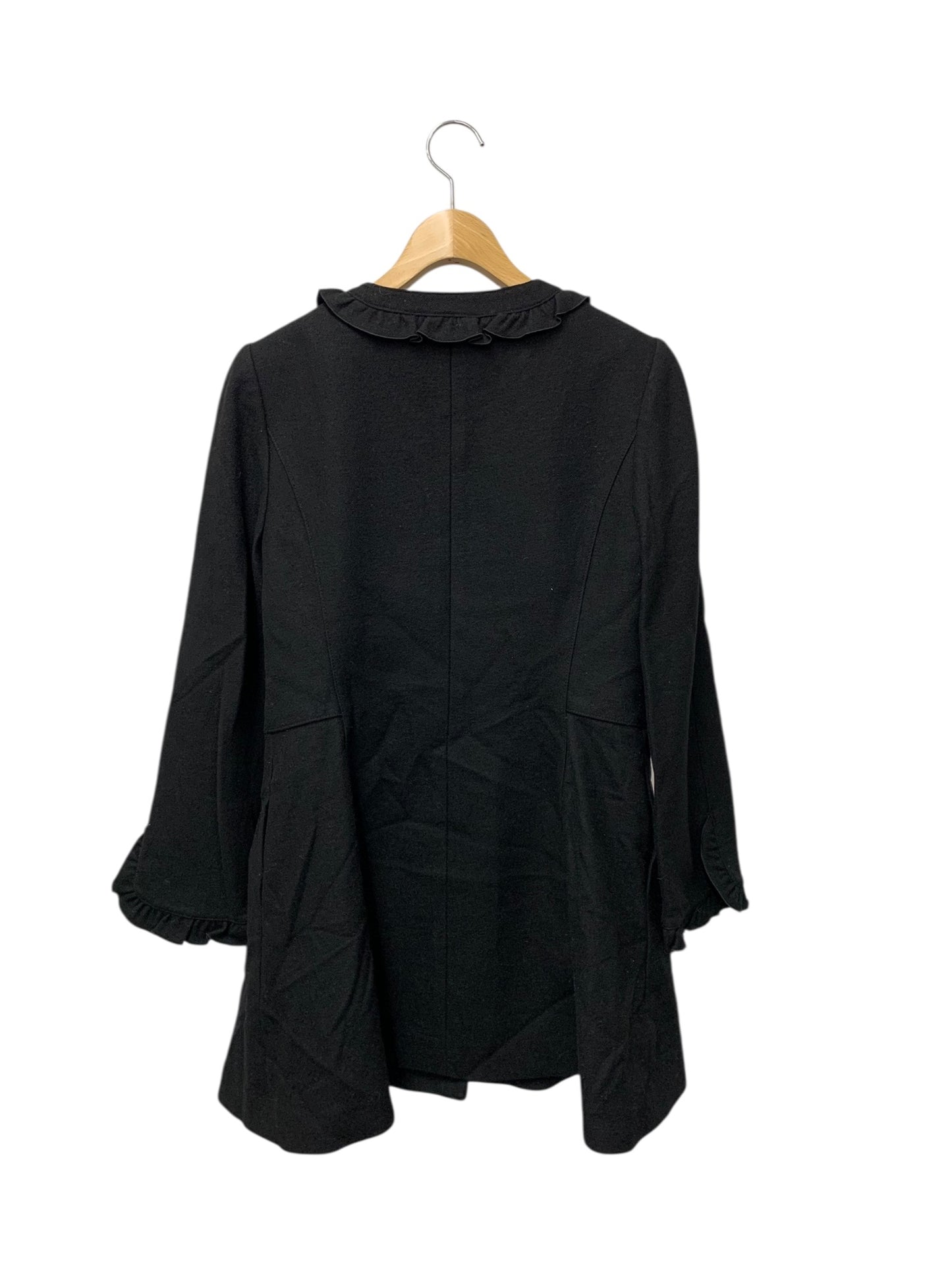 エムズグレイシー 229507 コート 38 ブラック ウール フリル ITPZB8E0PPRK 【SALE】