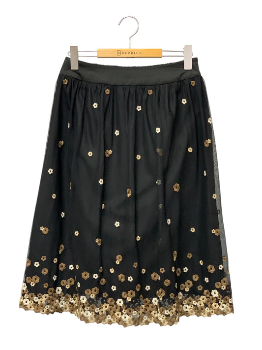 エムズグレイシー 517117 スカート 38 ブラック 花刺繍 ITP73WPXBM9E