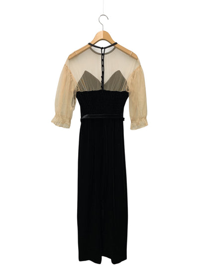 アメリヴィンテージ TULLE SLEEVE TIGHT DRESS ワンピース S ブラック ベロア レース ITYEDOZTAS7A