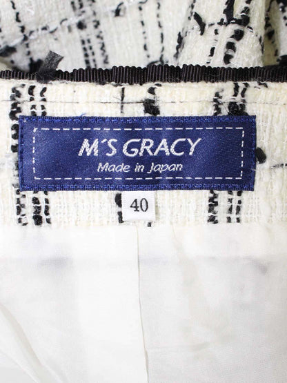 エムズグレイシー 724519 ジャケット 40 ホワイト パール ツィード IT6OTQQY93Y8