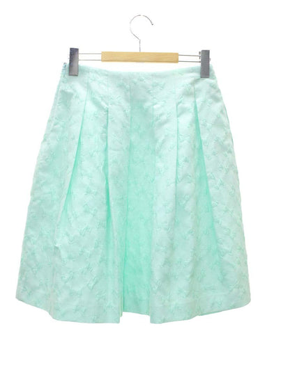 エムズグレイシー 727313 スカート 38 グリーン リボンモチーフ タック フレア IT2Z3MOIG580 【SALE】