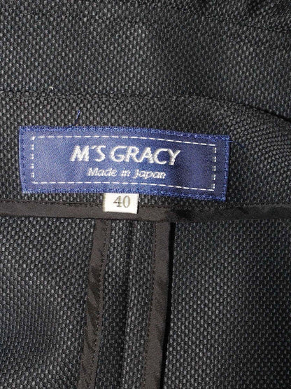 エムズグレイシー 814112 ジャケット 40 ブラック Ｗジップ ストーン パールボタン ITF462MVD4V4