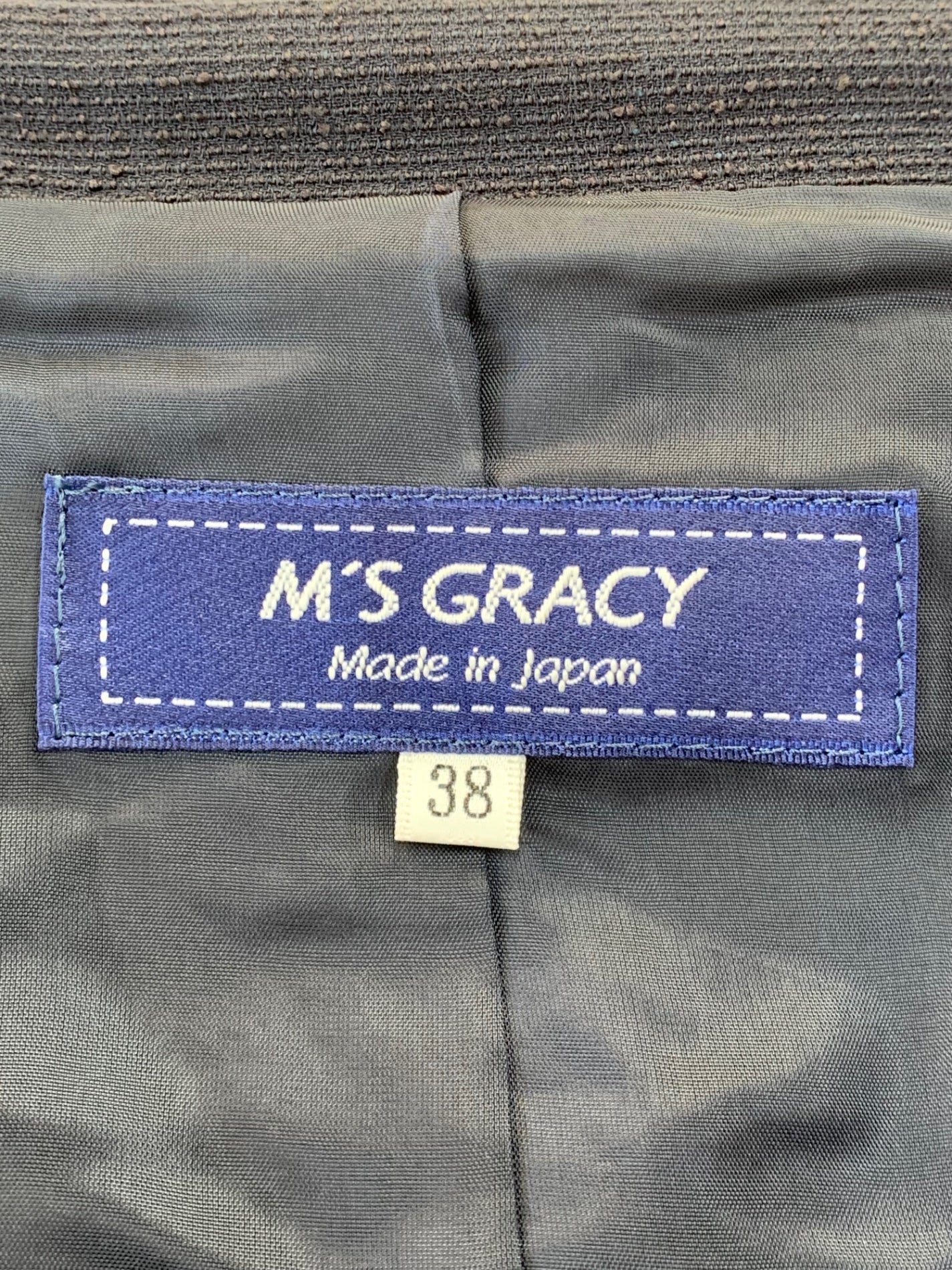 エムズグレイシー 814107 ジャケット 38 ネイビー 衿付き ITOX7NQJTHT8