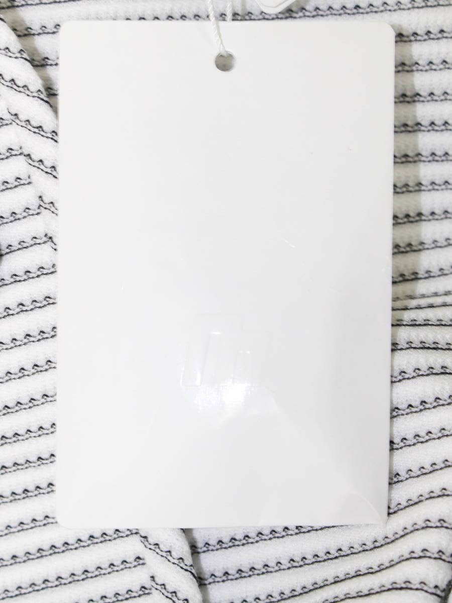 エムズグレイシー 314302 ジャケット 36 ホワイト ノーカラー カメリアボタン ボーダー ITTKPO8OP27A