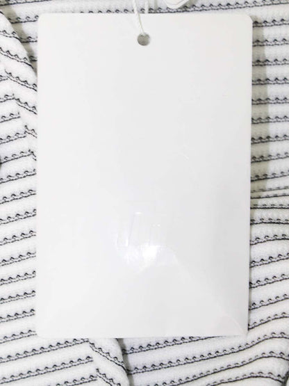 エムズグレイシー 314302 ジャケット 36 ホワイト ノーカラー カメリアボタン ボーダー ITTKPO8OP27A