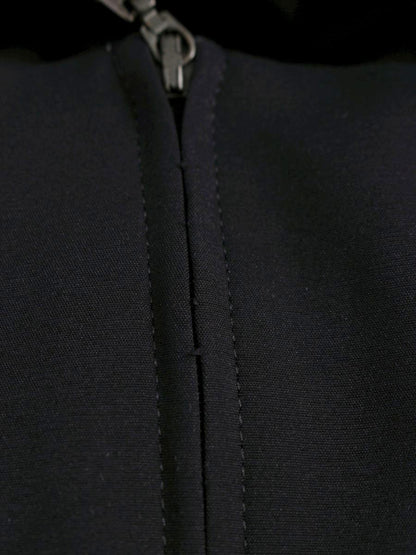 フォクシーニューヨーク 37202 ワンピース 40 ネイビー クルーネック バックジップ グログランリボン ITKQOK42D4VK