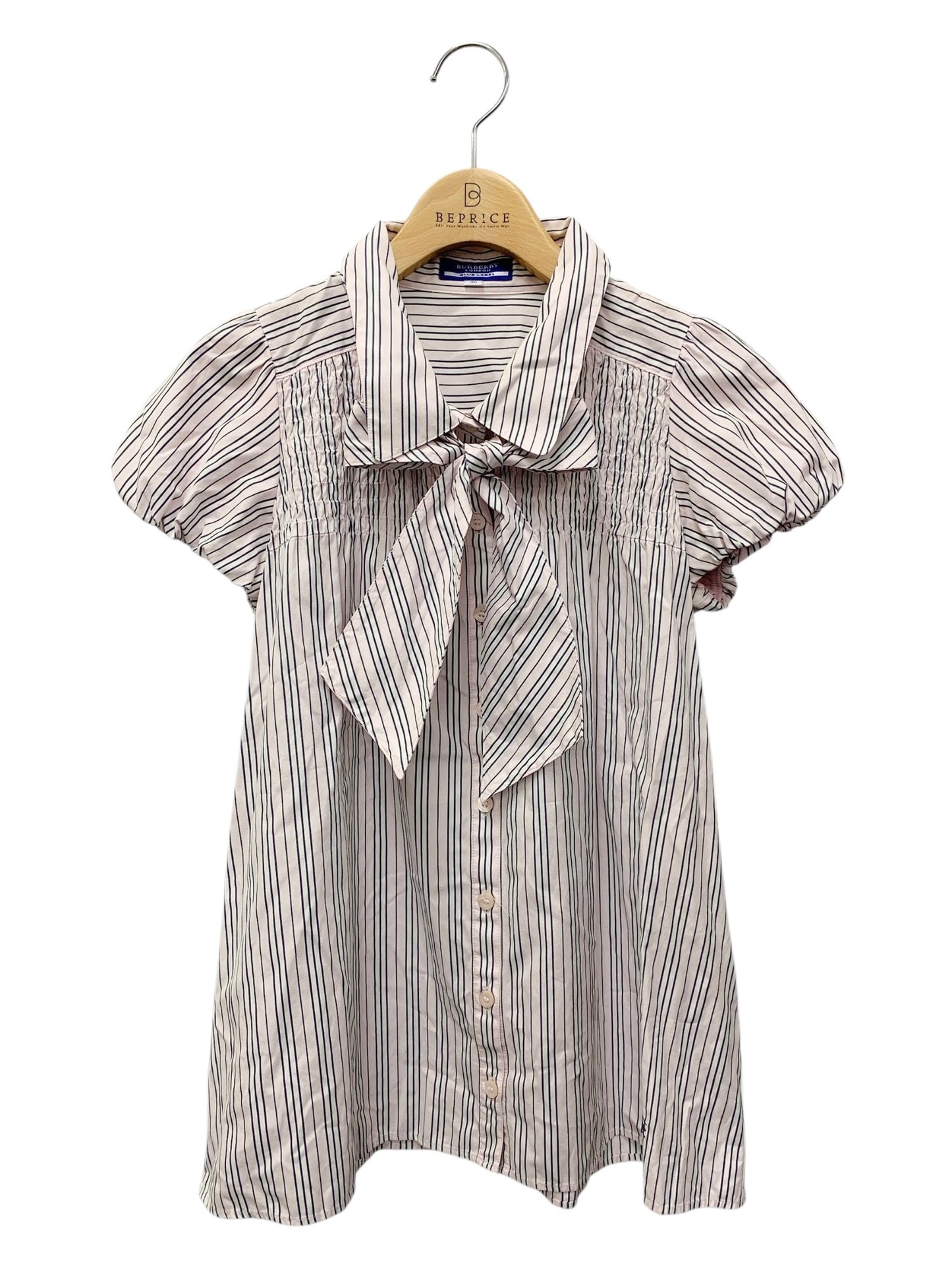 バーバリーブルーレーベル FE518-171-12 シャツ 36 ピンク ストライプ 2way リボン IT3S332PPD6W