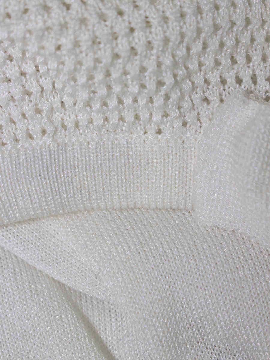 ルネ  basic 5722070 カーディガン 38 ホワイト メッシュスリーブ カメリアボタン IT6BZ08NMKVE