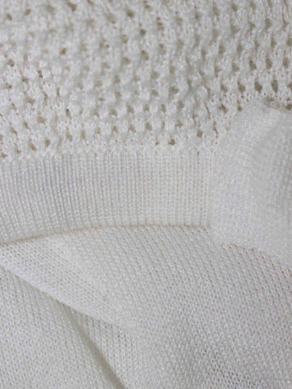 ルネ  basic 5722070 カーディガン 38 ホワイト メッシュスリーブ カメリアボタン IT6BZ08NMKVE