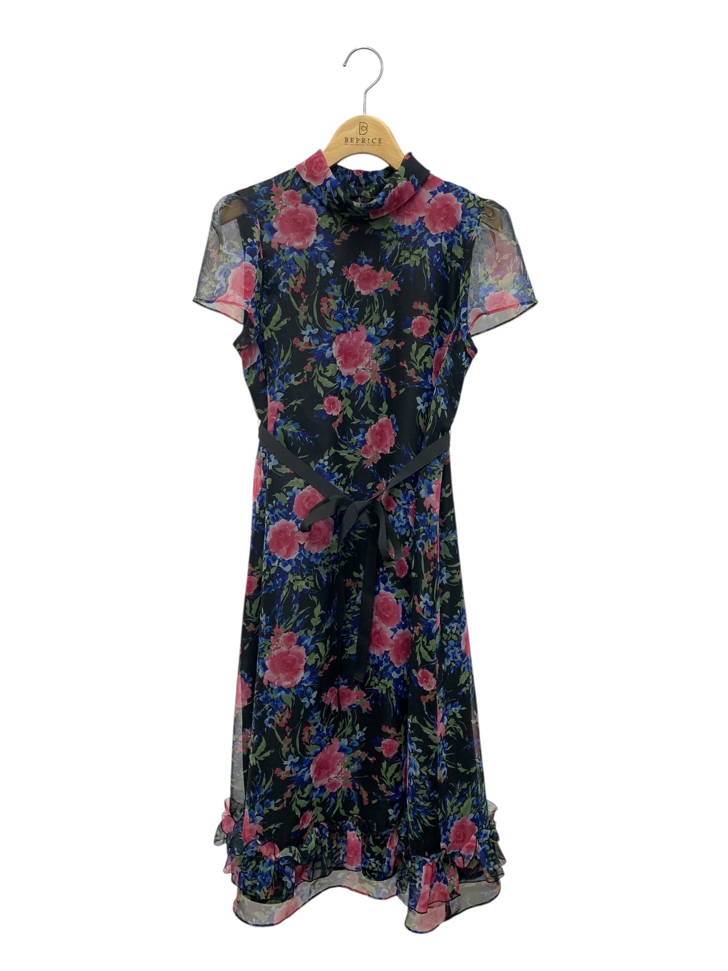 エムズグレイシー 511121 ワンピース 38 ブラック シースルー フラワー ITQC7G9I8FM4 【SALE】