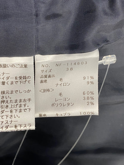 エムズグレイシー ベルテッドコンパクトジャケット 114603 38 ネイビー ウール IT9XWVP0SJYQ