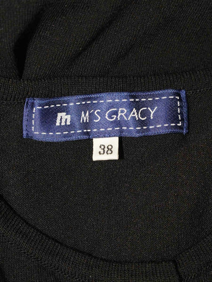 エムズグレイシー 528511 カーディガン 38 ブラック カメリアパールボタン IT8UFO0TOLQ0