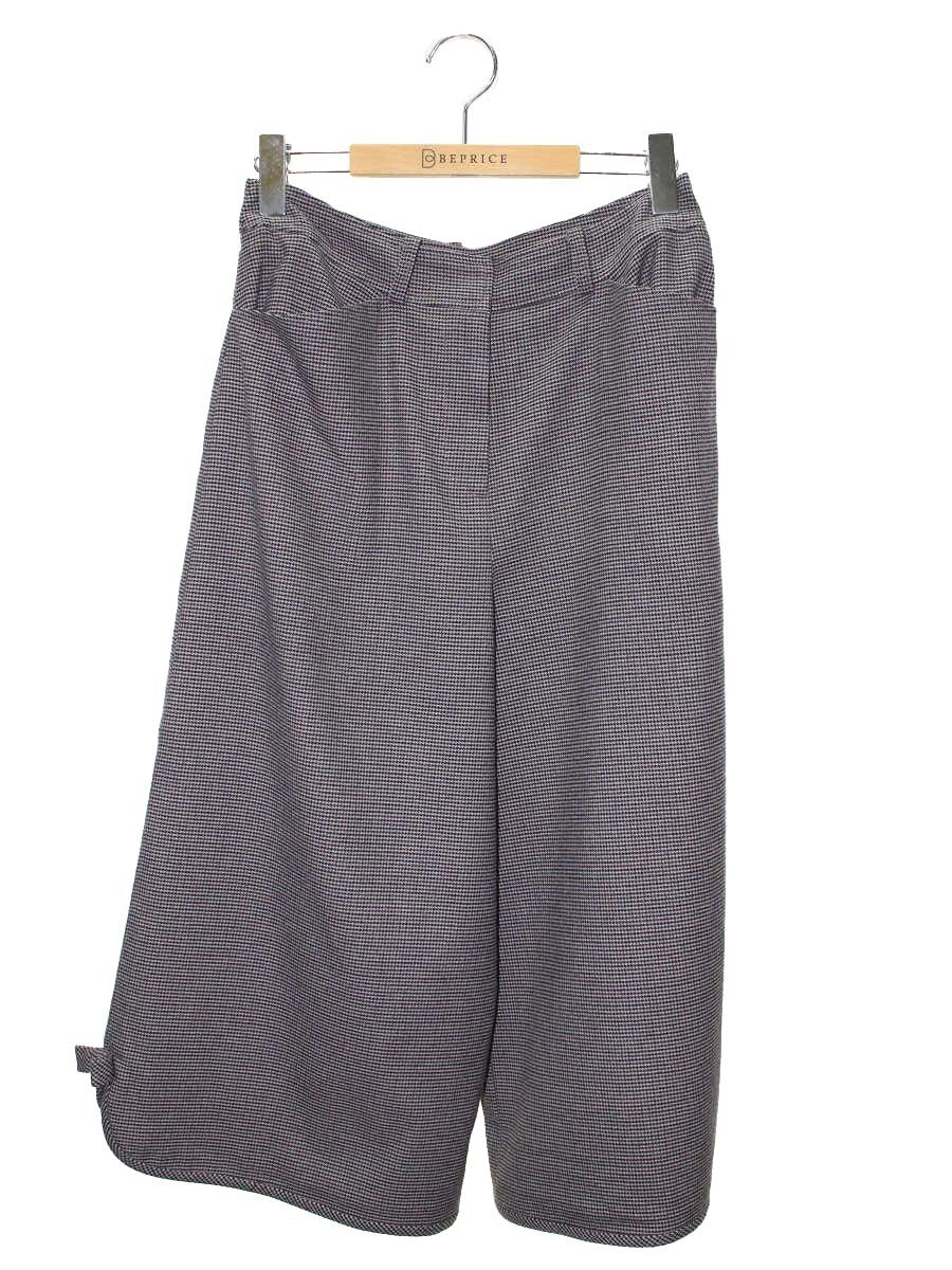 エムズグレイシー 726507 パンツ 38 グレー/ブラウン ハンドトゥース リボン ワイド ITAWO1KMXTYS