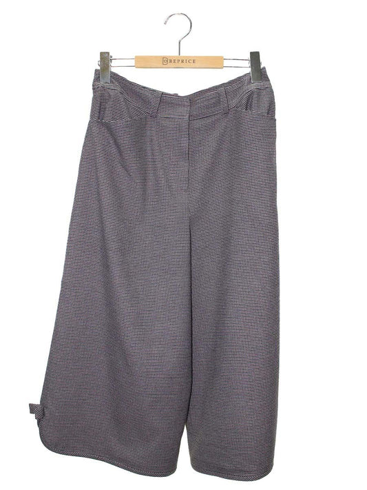 エムズグレイシー 726507 パンツ 38 グレー/ブラウン ハンドトゥース リボン ワイド ITAWO1KMXTYS