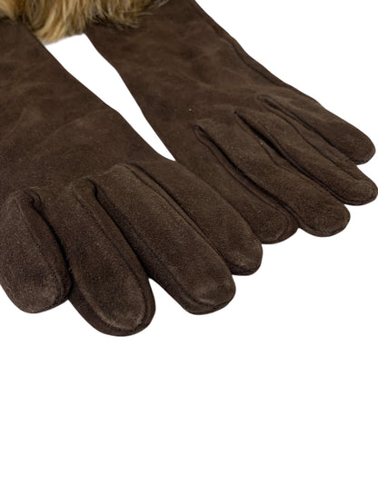 マックスマーラ 手袋 ブラウン ファー スエード ロング ITIXDYUQQU3E 【SALE】