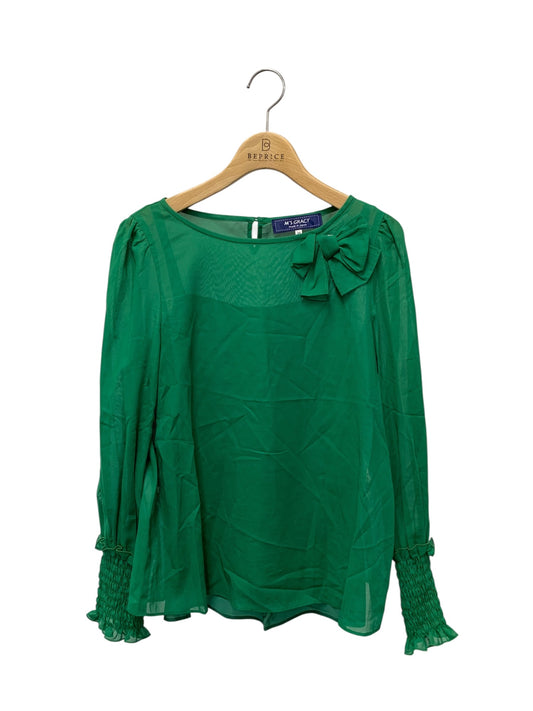 エムズグレイシー Shirring Blouse 910306 シャツ ブラウス 38 グリーン シアー キャミソール付き IT7L6X39AWXE