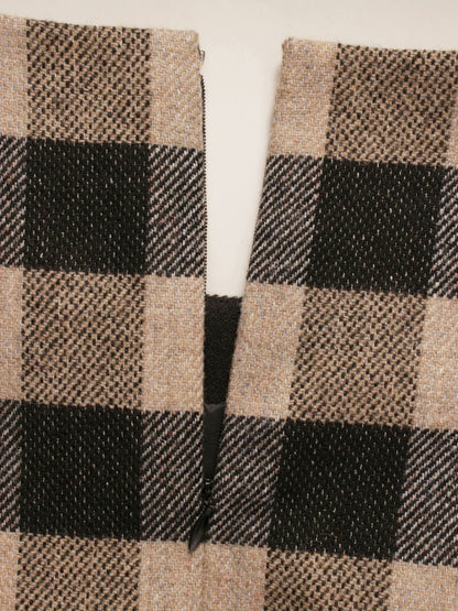 エムズグレイシー 211701 ワンピース 36 ブラウン クラシカルチェックジャンパースカート IT10ONUNP404