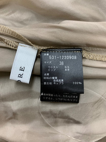 アドーア 531-1220908 プリーツスカート 38 ブラウン レザー風サテン ITW912OZWJYW