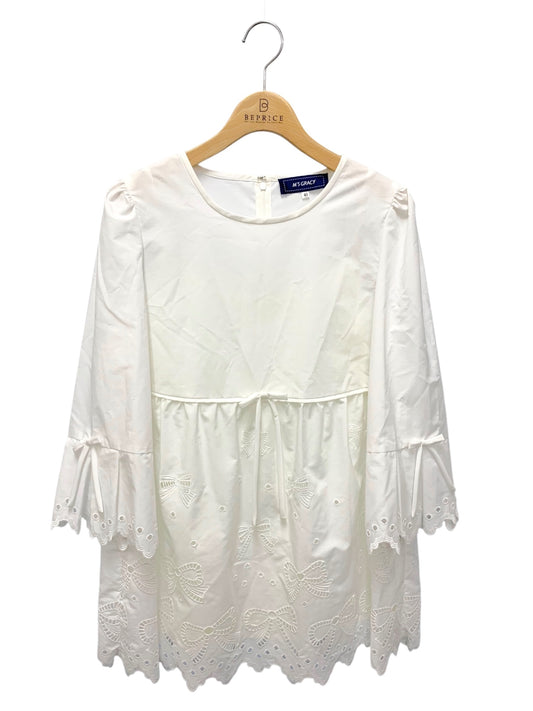エムズグレイシー 110321 ブラウス 40 ホワイト リボンモチーフレースブラウス IT2V3WSEGVN1 【SALE】