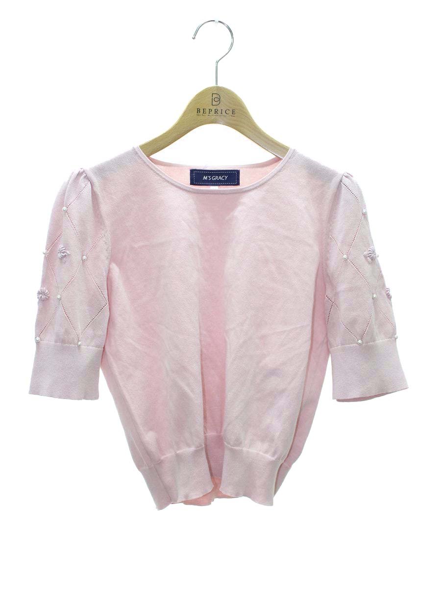 エムズグレイシー 318105 ニット セーター 38 ピンク パール 刺繍 ITSOTGGDIGX2