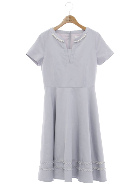 チェスティ 12S509 ワンピース 0 ブルー フェイクパール 半袖 ITSX930WJ3Y8