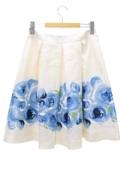 エムズグレイシー 727302 スカート 38 ホワイト バラプリント IT68EH8WLKE7 【SALE】