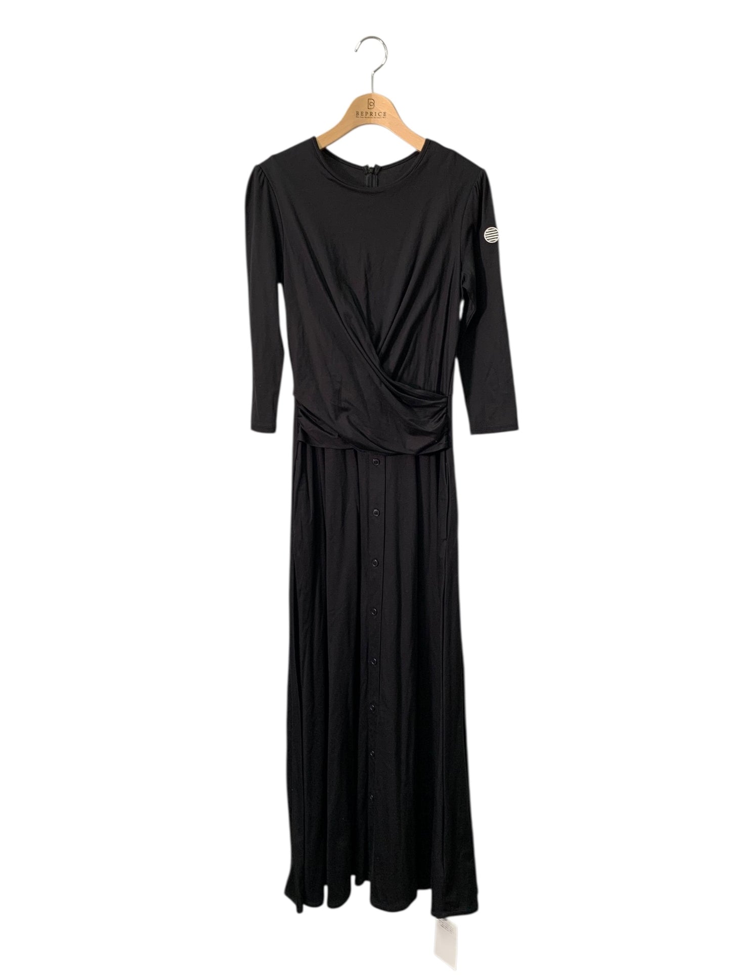 ボーダーズアットバルコニー BD2111T-2K-04 ワンピース 38 ブラック フロントボタン ドレープ ITQ61U58IINW