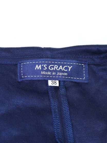 エムズグレイシー 815110 カーディガン 38 ネイビー ロング リボン フリル ITV2I1XM7URS