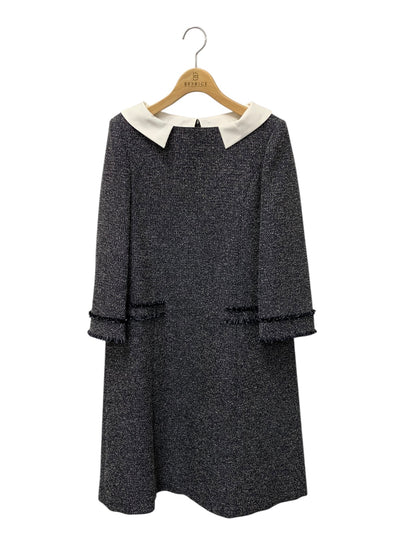 フォクシーブティック Eclat De Nuit Dress 42153 ワンピース 38 ネイビー ウォッシャブル ツイード 2way IT06C4ENTSCC