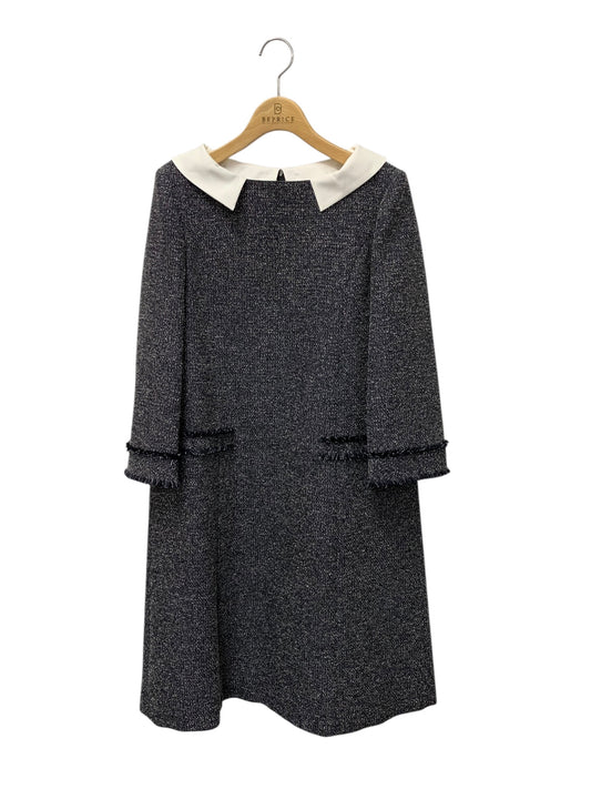 フォクシーブティック Eclat De Nuit Dress 42153 ワンピース 38 ネイビー ウォッシャブル ツイード 2way IT06C4ENTSCC