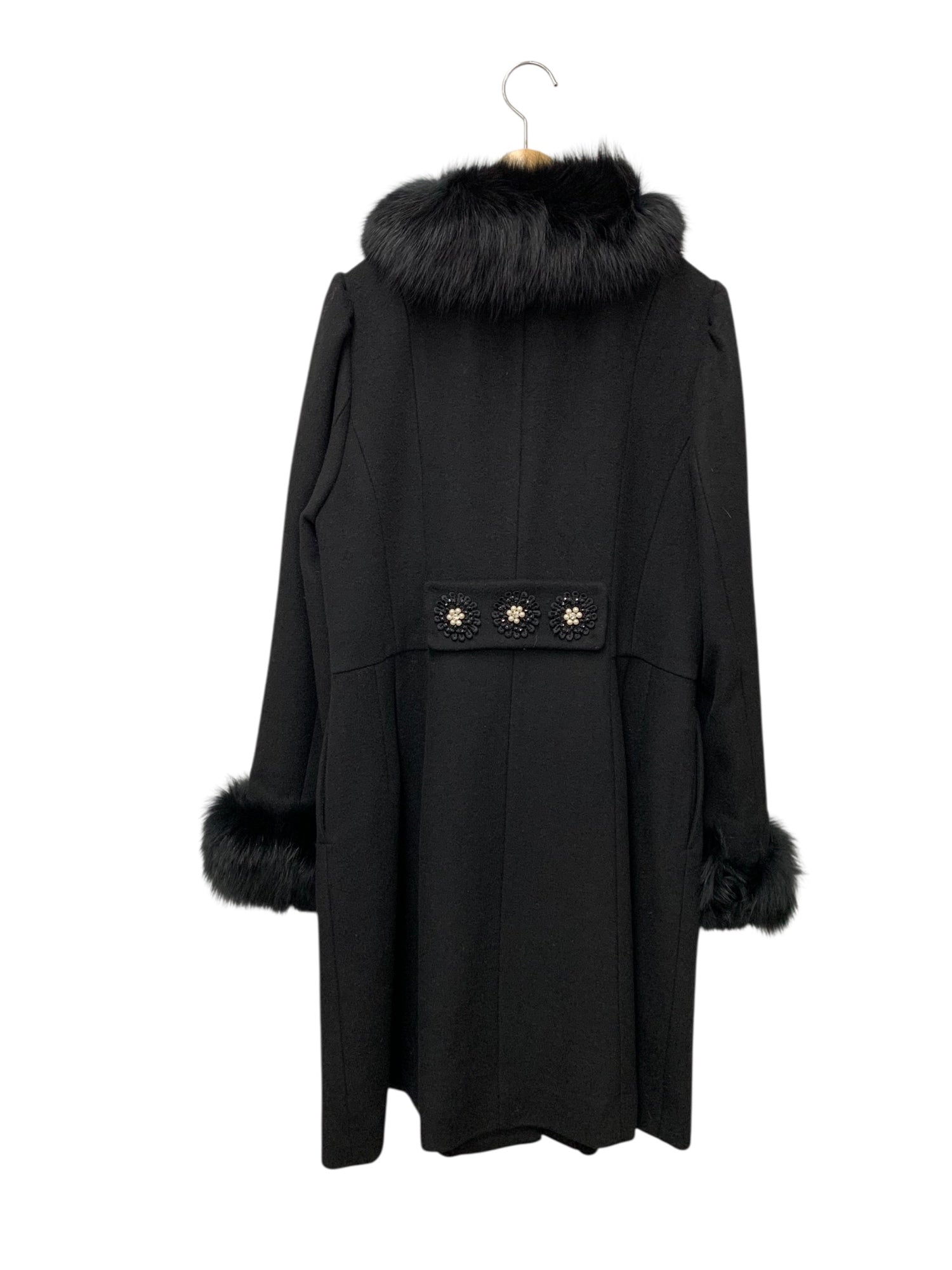 スーパービューティー ロングコート 44 ブラック フォックスファー
