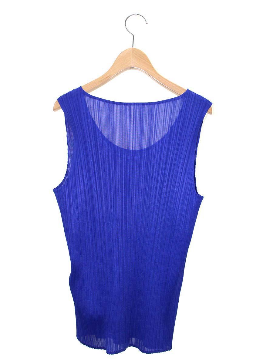 イッセイミヤケ PP41-JK600 カットソー L ブルー ノースリ プリーツ ITFAKF7VESIW