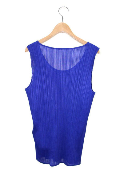 イッセイミヤケ PP41-JK600 カットソー L ブルー ノースリ プリーツ ITFAKF7VESIW