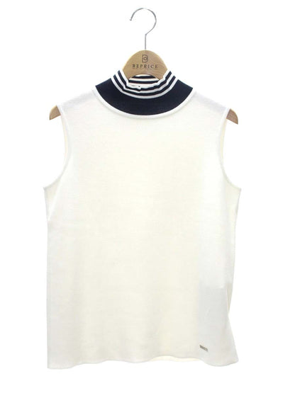 フォクシーニューヨーク No Sleeve Knit Top 40727 ニット 38 ホワイト ボーダーボトルネック ITPULUS5N6WE