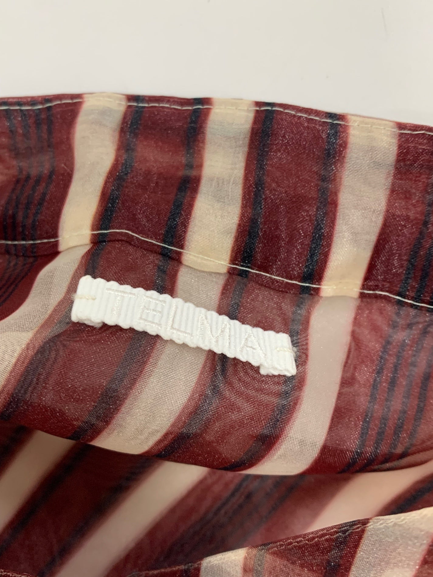 テルマ Printed Sheer Pullover TLM41FJ007 シアーシャツ 36 グリーン ストライプ ITE78JZDK6IG